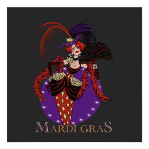 Mardi Gras 2021 vintage style lady New Orleans Poster