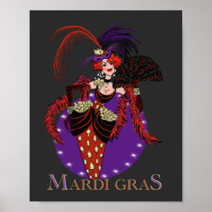 Mardi Gras 2021 vintage style lady New Orleans Poster