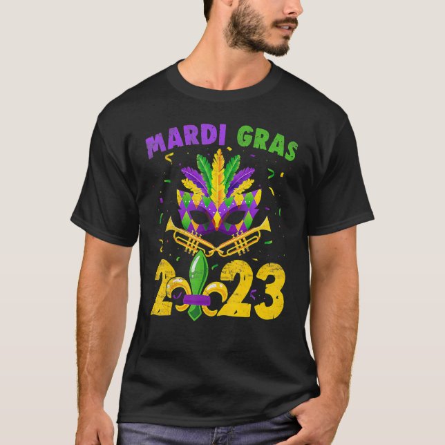Mardi Gras 2023 Beads Mask Party Festival Boys Gir T-Shirt (Front)