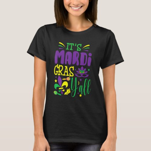 Mardi Gras 2023 Unicorn Face Girls Kids Party Mask T_Shirt