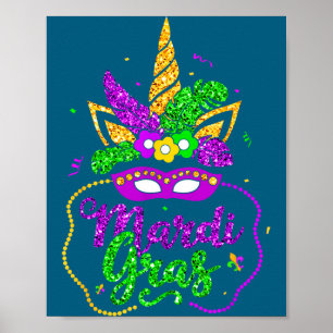 Mardi Gras 2024 Mask Beads New Orlean Party Women Poster