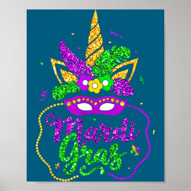 Mardi Gras 2024 Mask Beads New Orlean Party Women  Poster (Front)