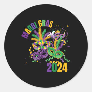 Mardi Gras 2024 Mask Mardi Gras Party For Men Wome Classic Round Sticker