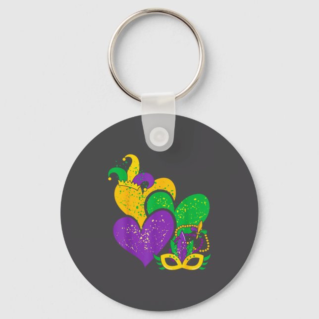 Mardi Gras 2025 Cute Hearts Valentine Women Girl K Keychain (Front)