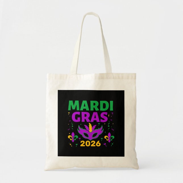 Mardi Gras 2026 Personalized Tote Bag (Front)