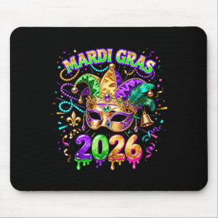 Mardi Gras 2026 Squad Carnival Mask Beads Design _ Mouse Pad