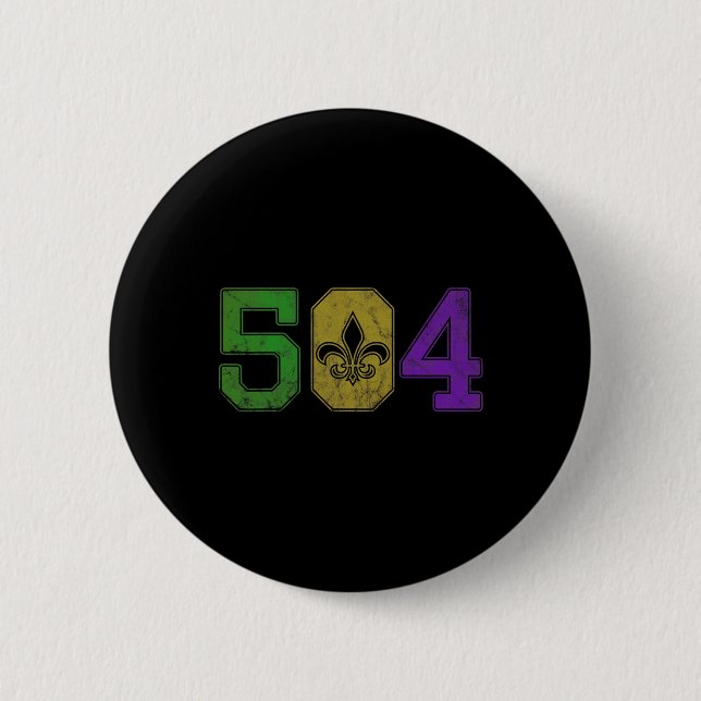 Mardi Gras 504 Nola New Orleans Louisiana La  Button (Front)