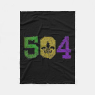 Mardi Gras 504 Nola New Orleans Louisiana La Fleece Blanket