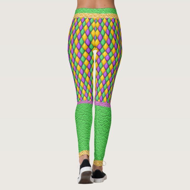 Mardi Gras 6 Diamonds Pop Fashion Leggings (Back)