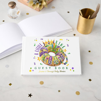 Mardi Gras A little King in on the way Foil Guest Book