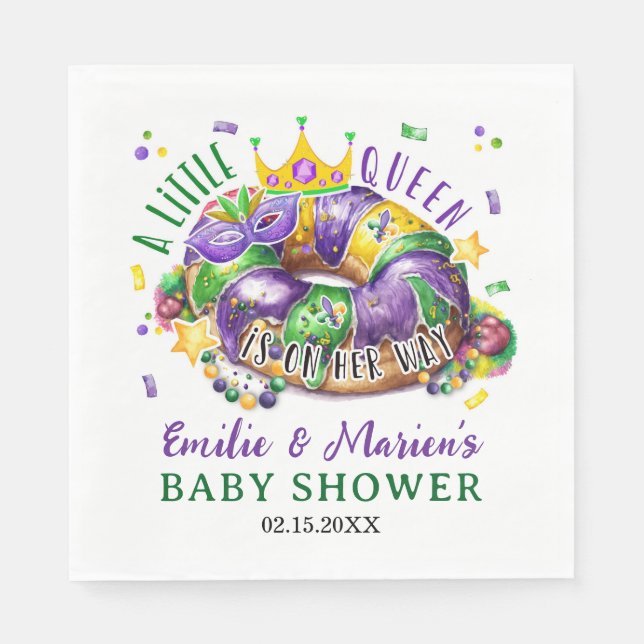 Mardi Gras A little Queen in on the way Napkins (Front)