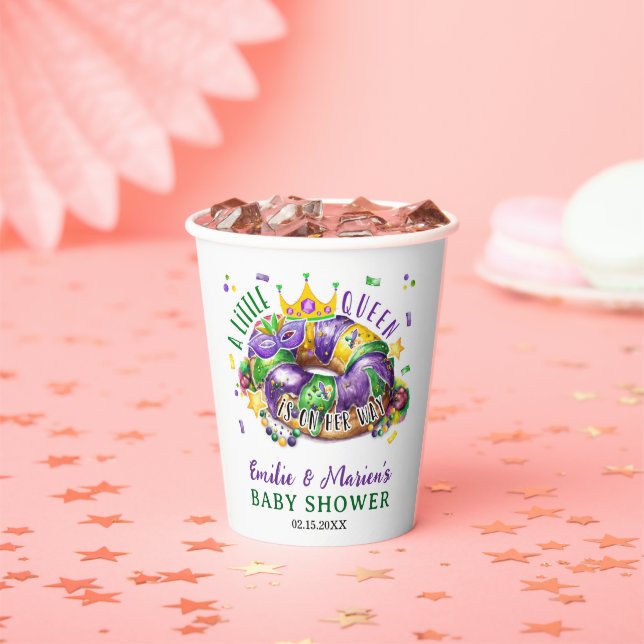 Mardi Gras A little Queen in on the way Paper Cups (Insitu)