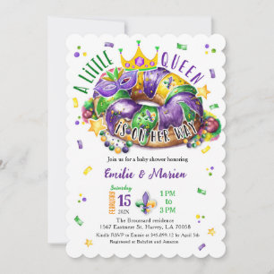 Mardi Gras A little Queen Scallop Invitation