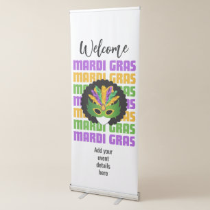 MARDI GRAS Afro Custom Welcome Retractable Banner