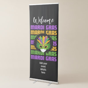 MARDI GRAS Afro Custom Welcome Retractable Banner