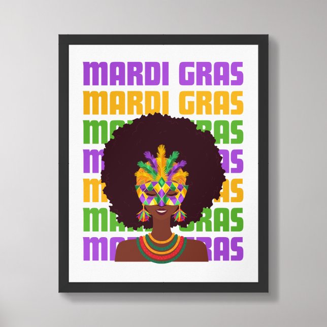 MARDI GRAS Afro Queen Framed Art (Framed Front)