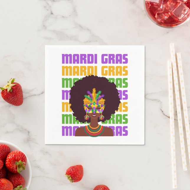 MARDI GRAS Afro Queen Napkins (Insitu)