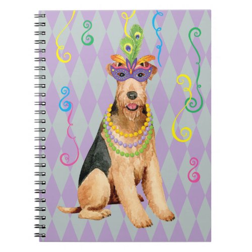 Mardi Gras Airedale Terrier Notebook