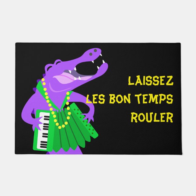 Mardi Gras Alligator & Accordion Doormat (Front)