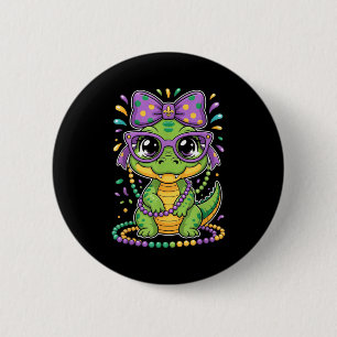 Mardi Gras Alligator Beads Bow Kids Women _2  Button