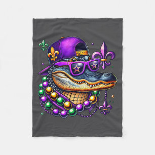 Mardi Gras Alligator Carnival Festival Design Fleece Blanket