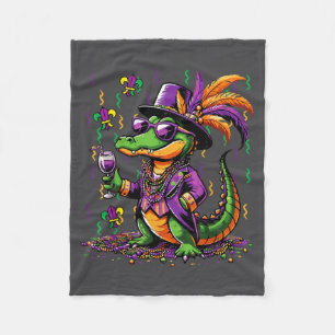 Mardi Gras Alligator Costume Carnival New Orleans Fleece Blanket