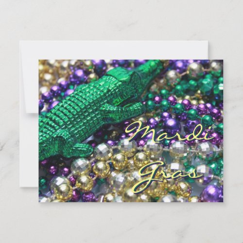 Mardi Gras Alligator Custom Party Card Invitations