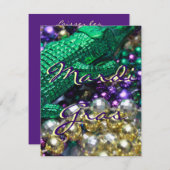 Mardi Gras Alligator Custom Party Card Invites (Front/Back)