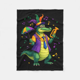 Mardi Gras Alligator Funny Mardi Gras Costume Men  Fleece Blanket