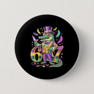 Mardi Gras Alligator Gentleman Tail Number 67 Carn Button
