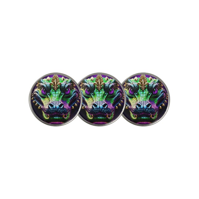 Mardi Gras Alligator Golf Ball Marker (3 Up)