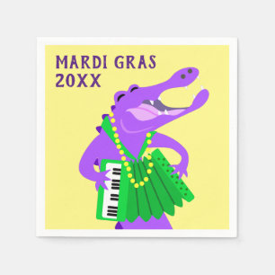 Mardi Gras Alligator Playing Accordion Napkins