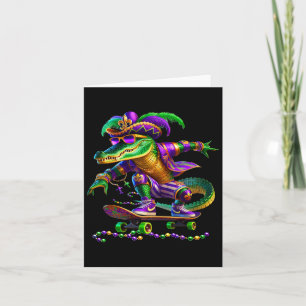 Mardi Gras Alligator Skateboarding Kids Men Skate  Card