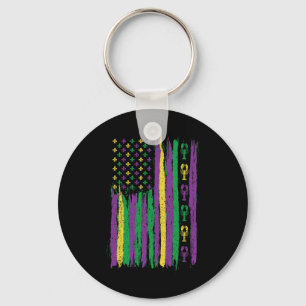 Mardi Gras American Flag Usa Flag Mardi Gras Costu Keychain