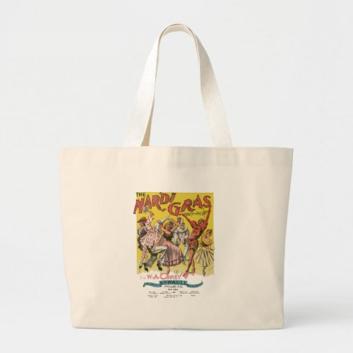 Mardi Gras Antique Yellow Poster Large Tote Bag