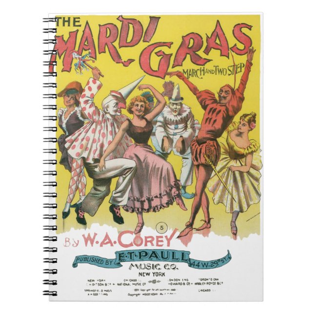 Mardi Gras Antique Yellow Poster Notebook (Front)