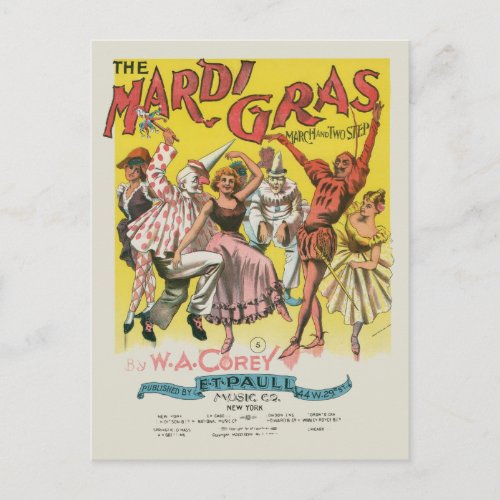 Mardi Gras Antique Yellow Poster Postcard