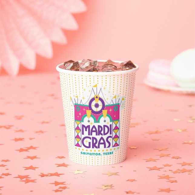 Mardi Gras Arch dots, Galveston, Texas Paper Cups (Insitu)
