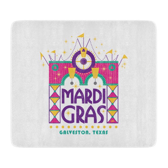 Mardi Gras Arch, Galveston, Texas Cutting Board (Front)