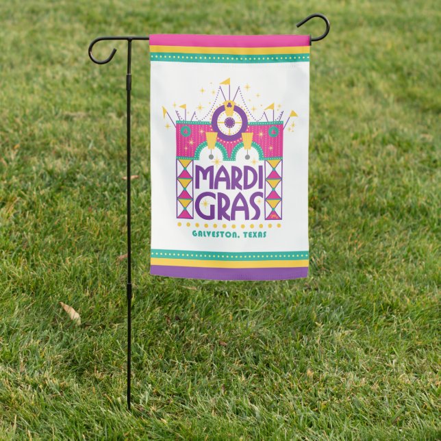 Mardi Gras Arch, Galveston, Texas Garden Flag (In SItu)