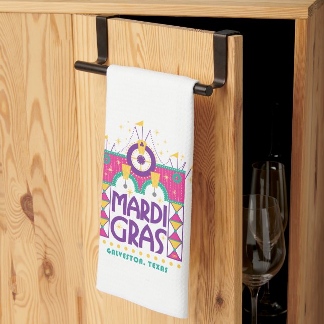 Mardi Gras Arch, Galveston, Texas Kitchen Towel (Thirds Fold)