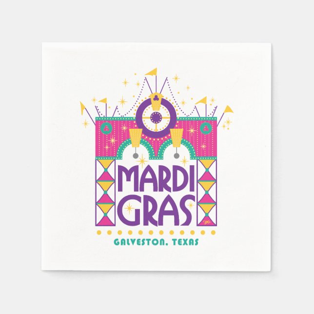 Mardi Gras Arch, Galveston, Texas Napkins (Front)