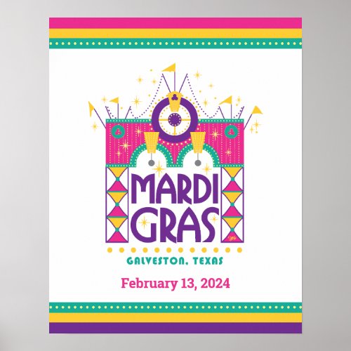 Mardi Gras Arch Galveston Texas Poster