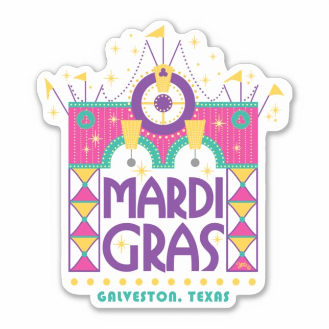 Mardi Gras Arch, Galveston, Texas Sticker (Front)