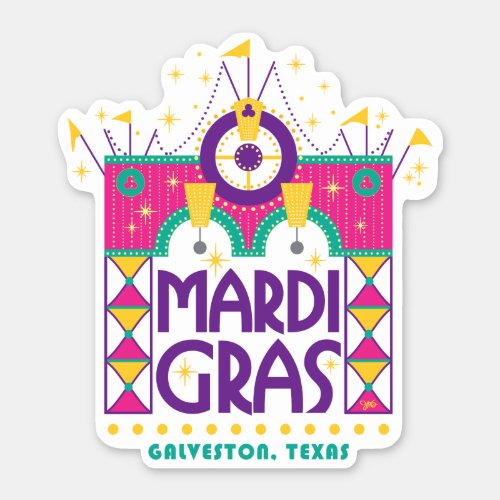 Mardi Gras Arch Galveston Texas Sticker