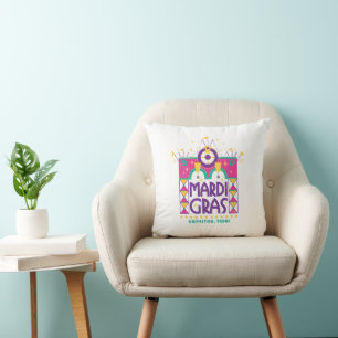 Mardi Gras Arch, Galveston, Texas Throw Pillow