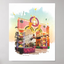 Mardi Gras Arch Galveston, watercolor inspired