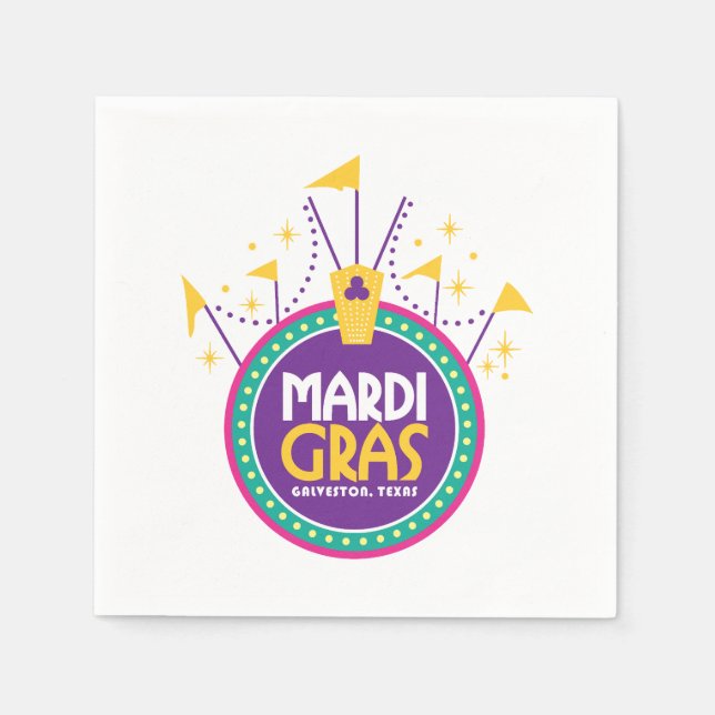 Mardi Gras Arch inspired, Galveston, Texas Napkins (Front)