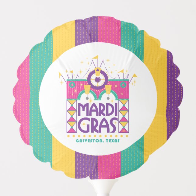 Mardi Gras Arch stripe, Galveston, Texas Balloon (Front)