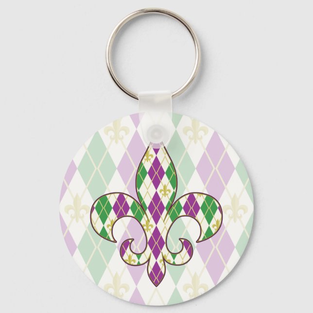 Mardi Gras Argyle Keychain (Front)